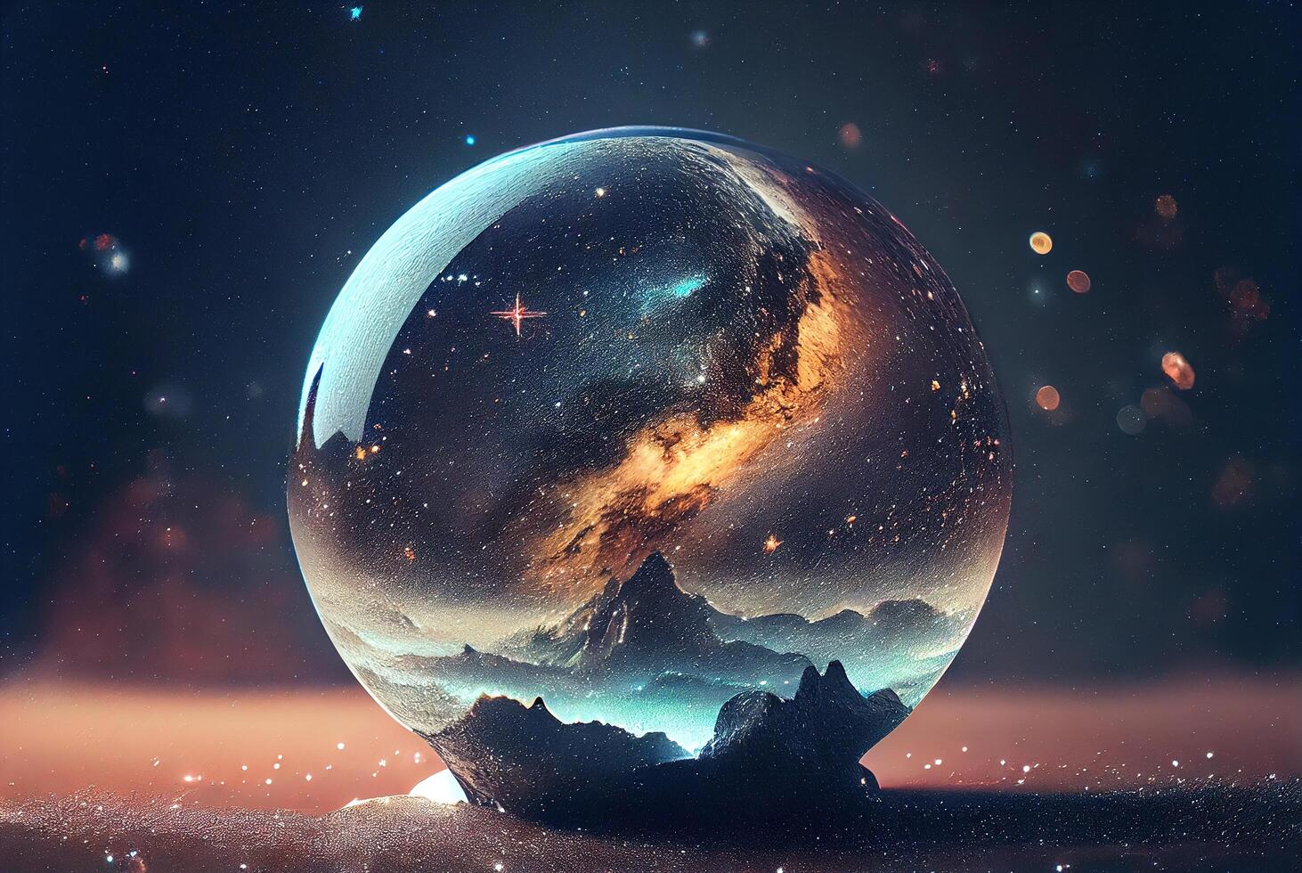 Magic glass ball with space in. photo