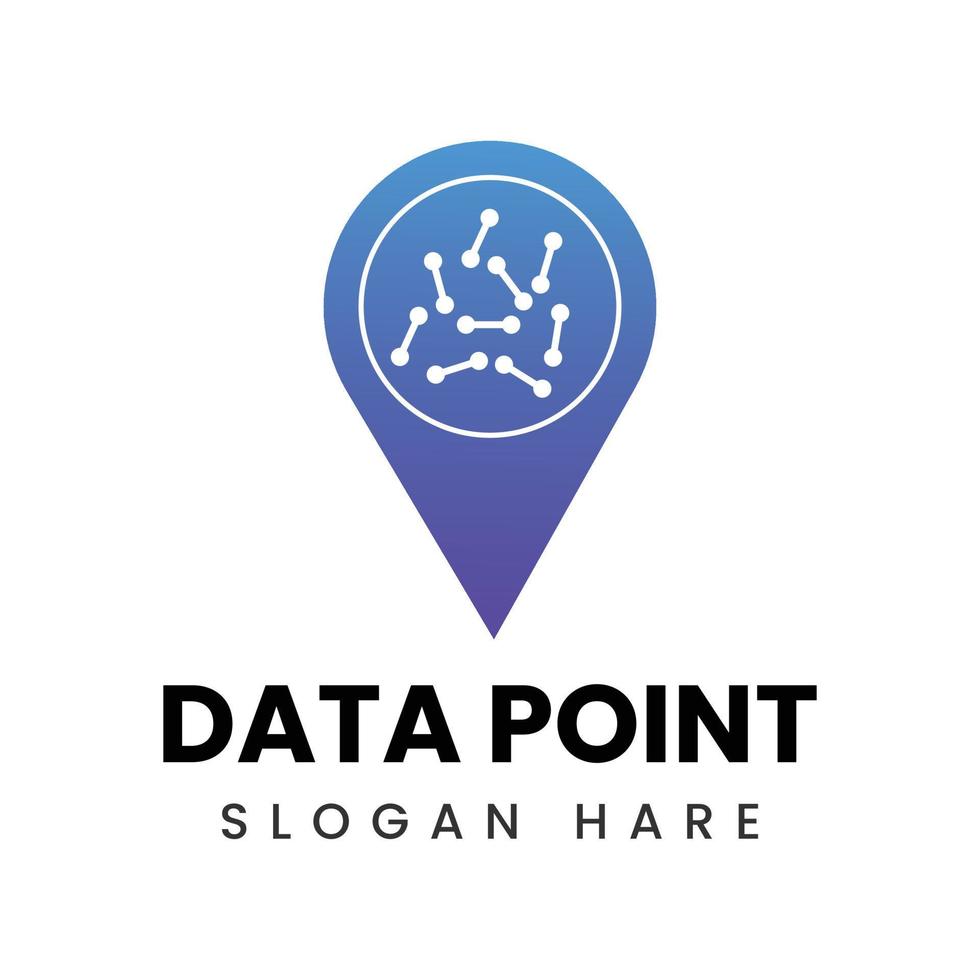 Data point company logo design with location vector illustration.