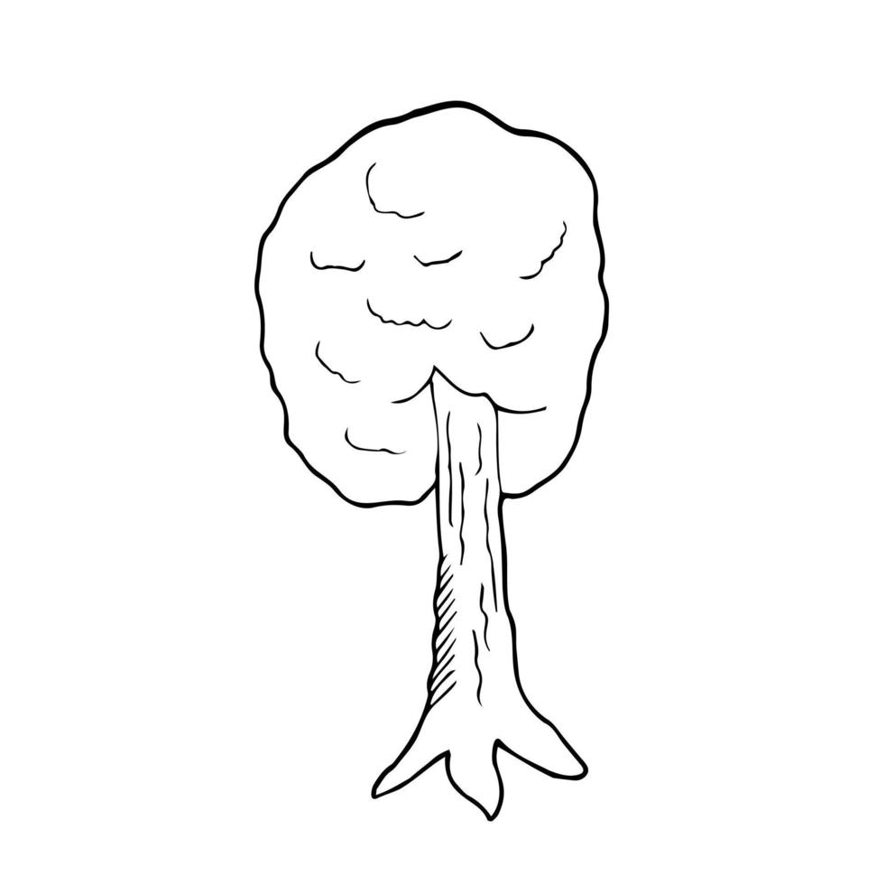 Doodle line drawing of tree on white background. Vector illustration. Earth day and ecology concept