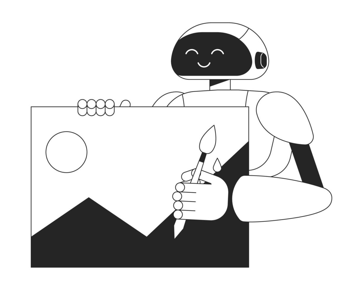 AI image generator black and white concept vector spot illustration