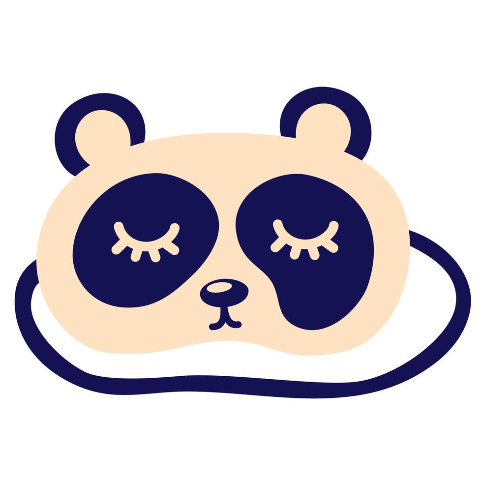 Sleep mask. Panda Night Mask for dreaming. Nightwear elements for resting and relaxation. Symbol of pajama party. Night accessory to sleep, travel and recreation.  Cartoon Vector illustration