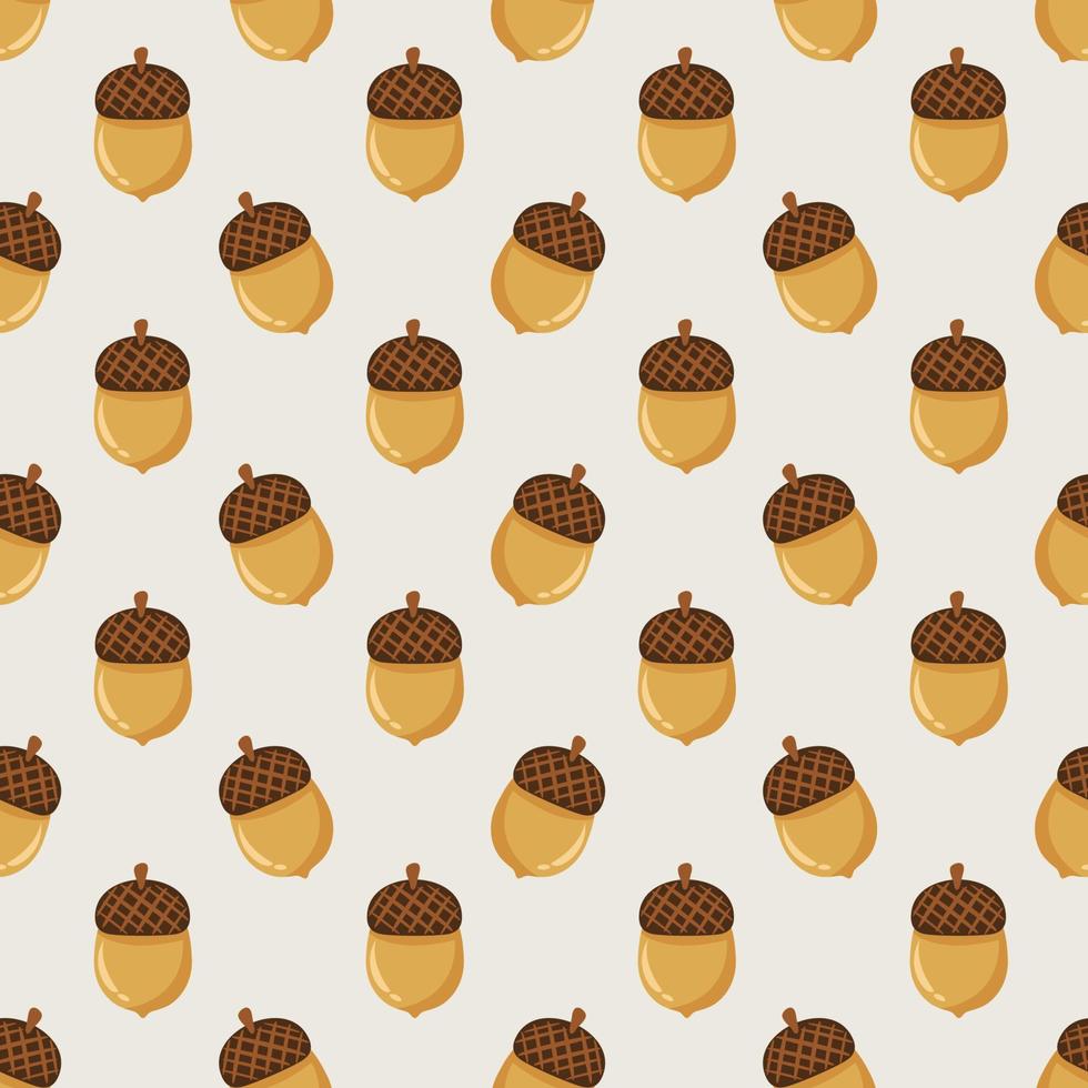 Seamless background pattern with brown fall acorns vector