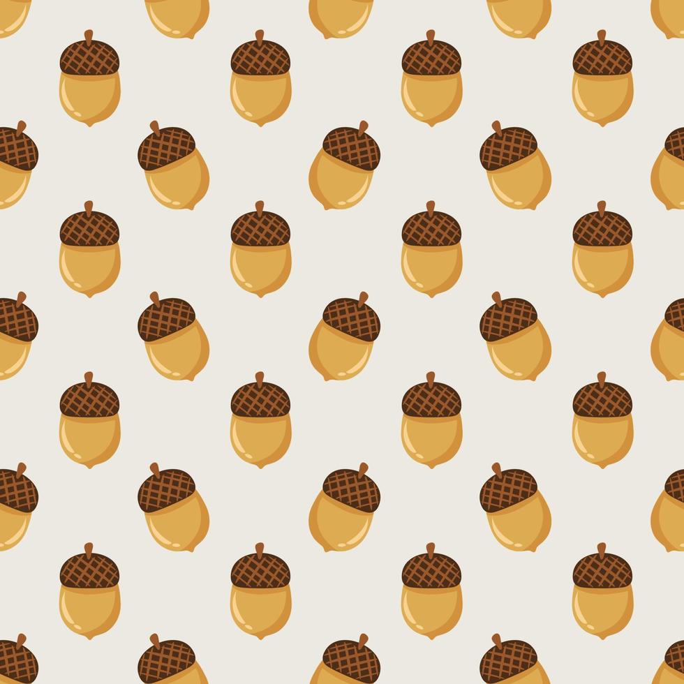 Seamless background pattern with brown fall acorns vector