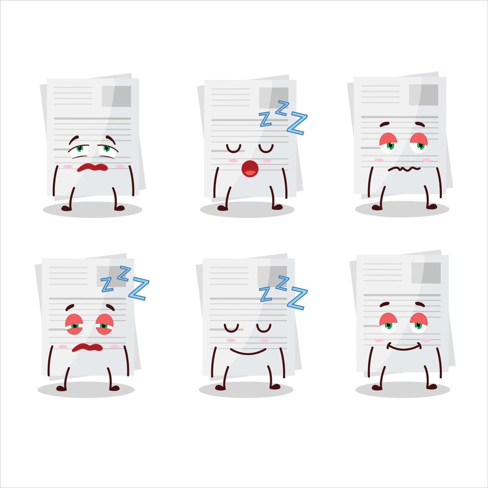 Cartoon character of essay paper with sleepy expression vector