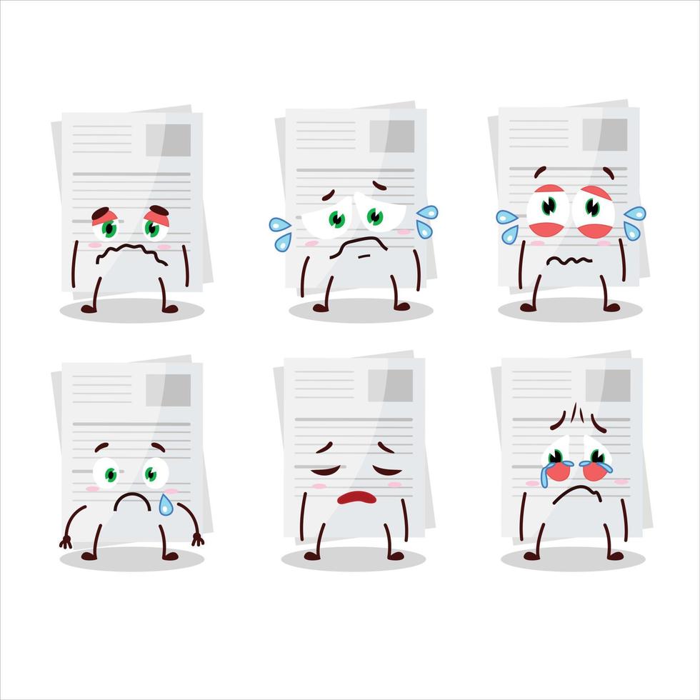 Essay paper cartoon character with sad expression vector