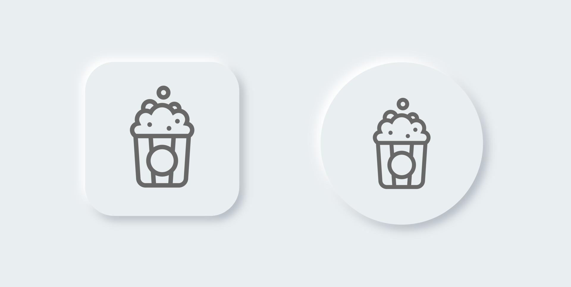 Popcorn line icon in neomorphic design style. Entertainment signs vector illustration.