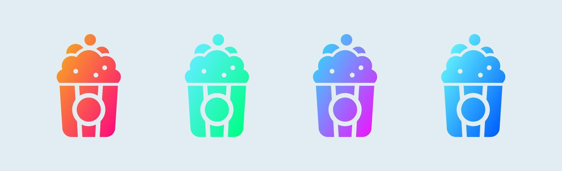 Popcorn solid icon in gradient colors. Entertainment signs vector illustration.