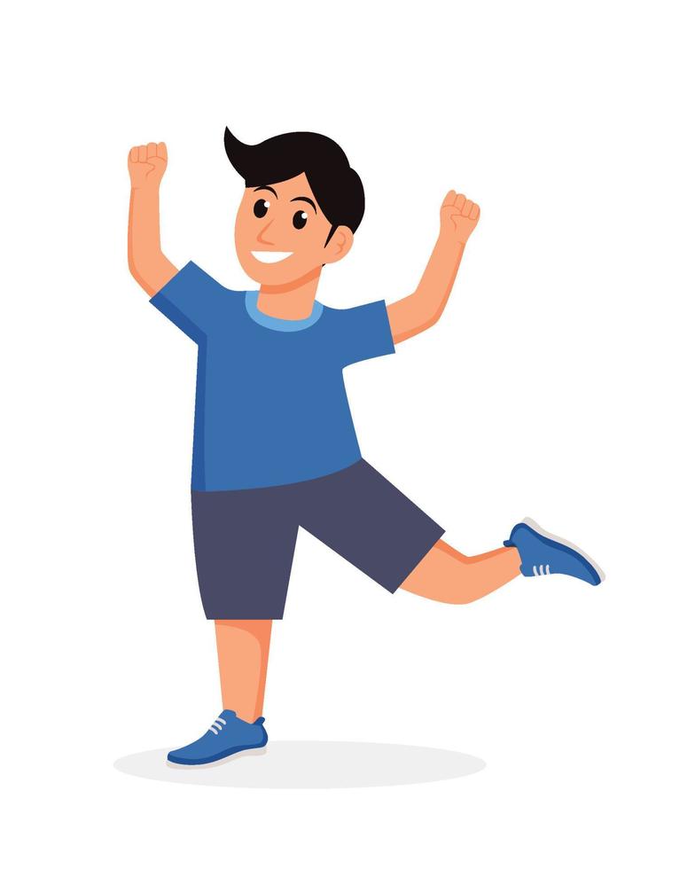 character boy happy dance movements isolated vector