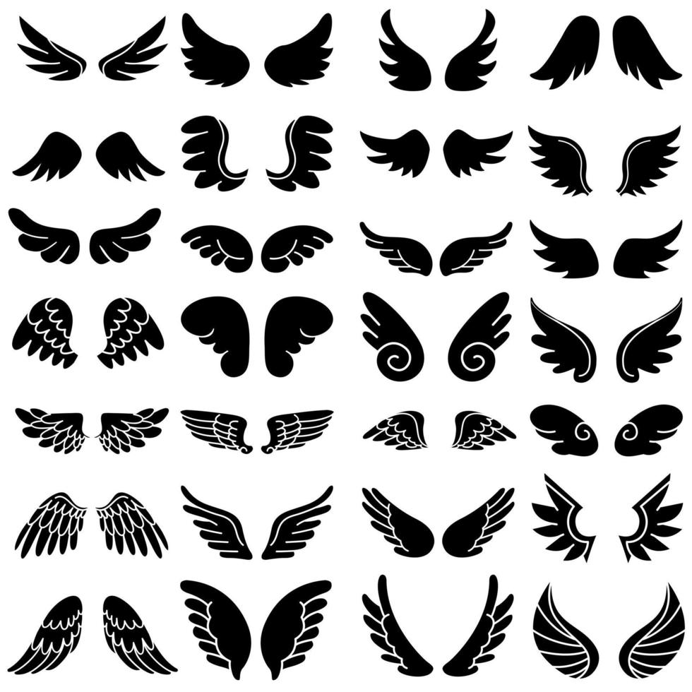 Angel wings icon vector set. fly illustration sign collection. pilot symbol.