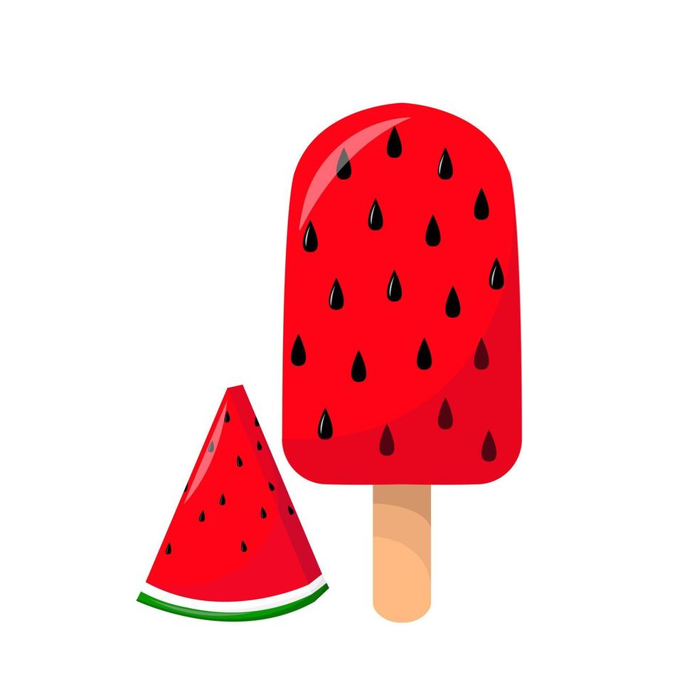 Watermelon ice cream. Slice watermelon. For sticker and t shirt design, posters, logos, labels, banners, stickers, product packaging design, etc. Vector illustration