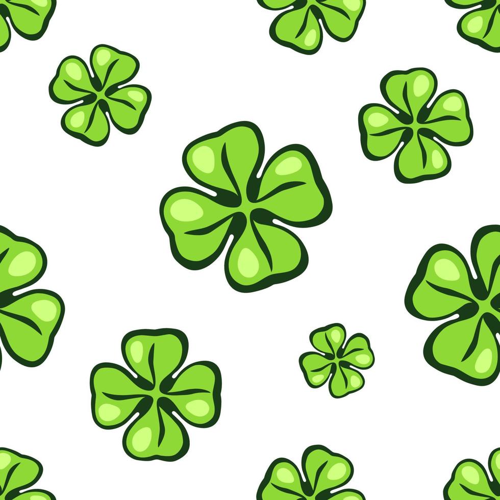 Seamless pattern with falling green clover leafs vector