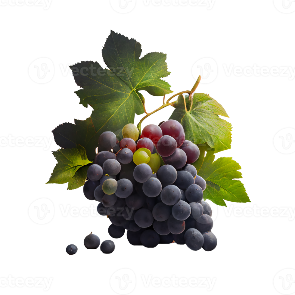 Bunch of grapes on png transparent background