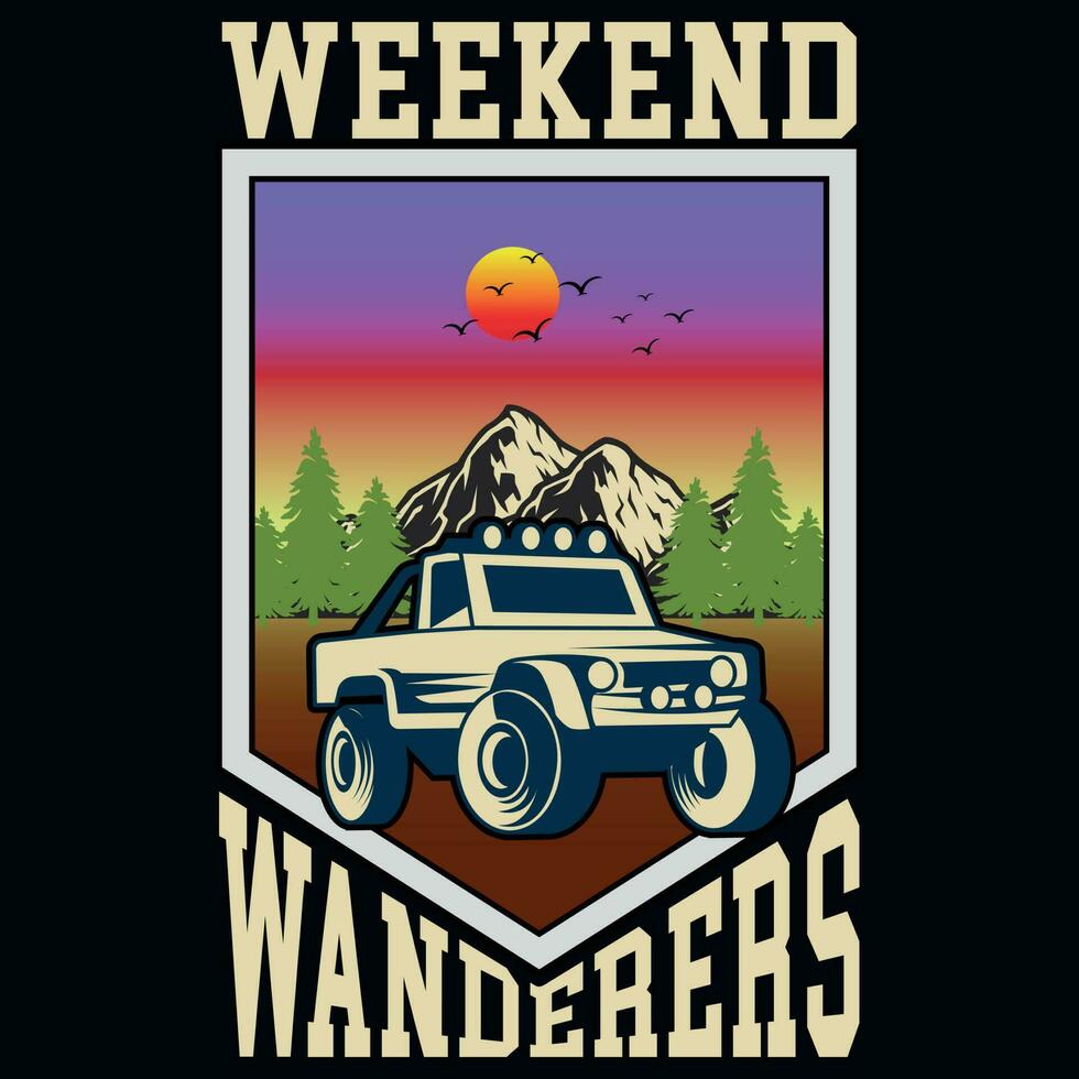 Weekend wanderers adventures tshirt design vector