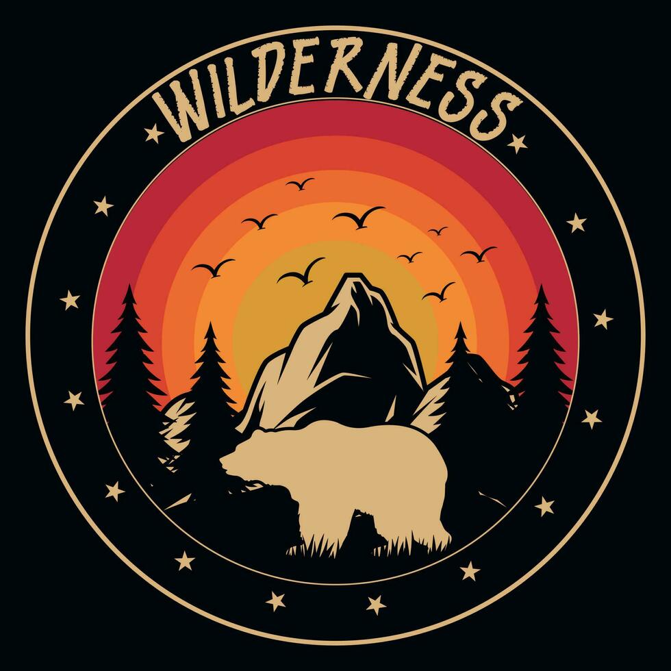 Wilderness adventures tshirt design vector