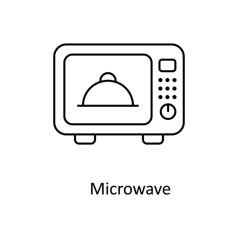 Microwave  Vector  outline Icons. Simple stock illustration stock