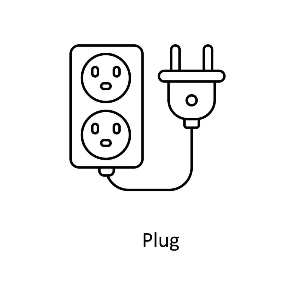 Plug  Vector  outline Icons. Simple stock illustration stock