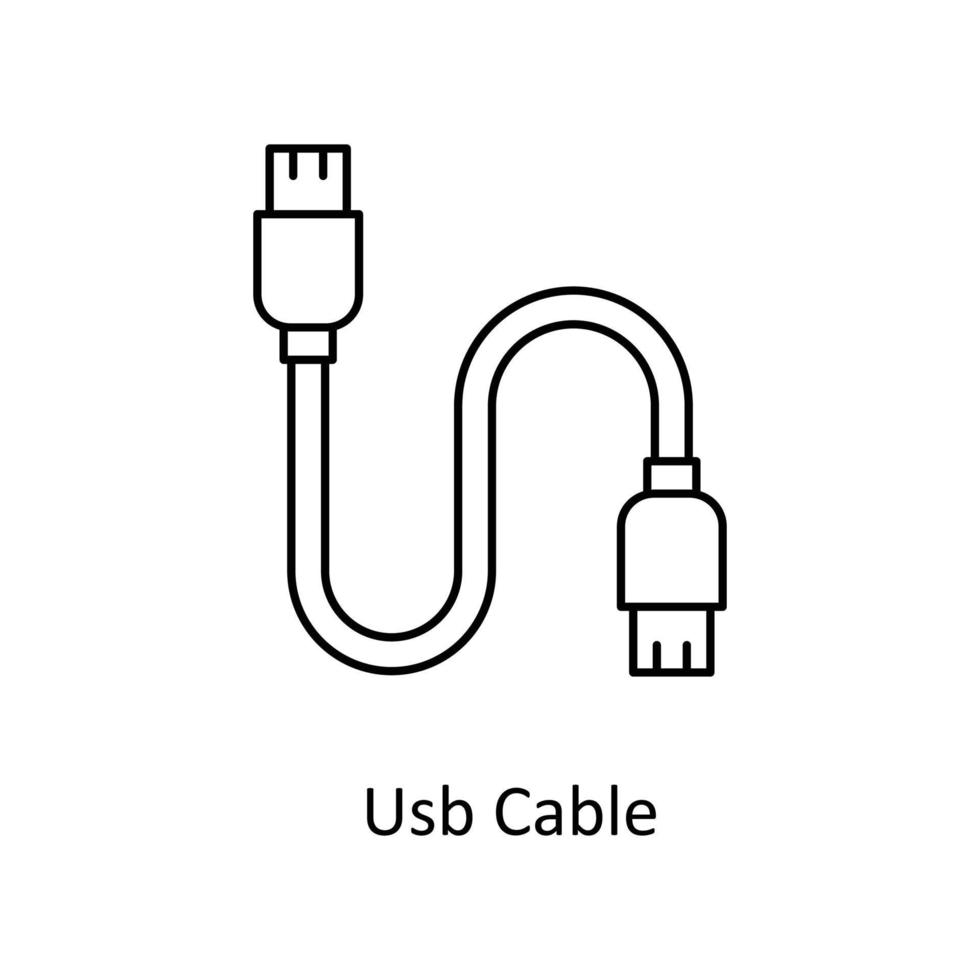 Usb Cable  Vector  outline Icons. Simple stock illustration stock