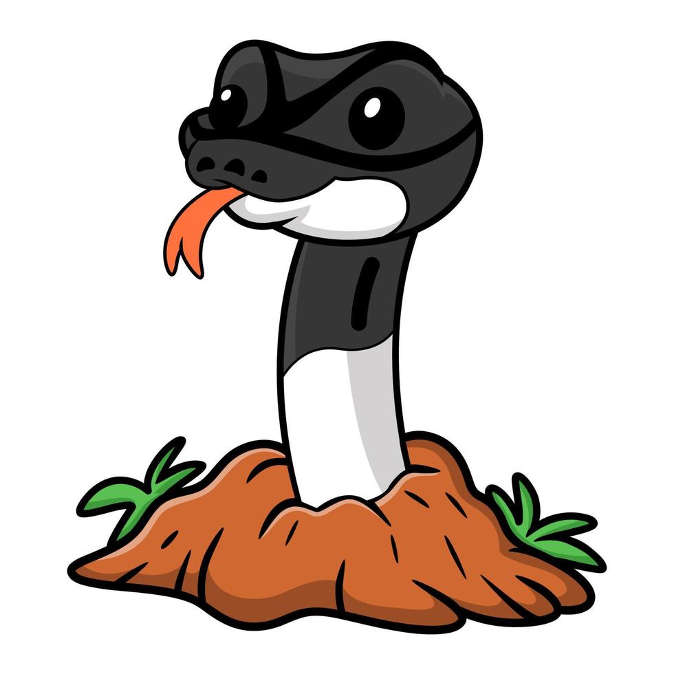 Cute panda pied ball python cartoon out from hole vector