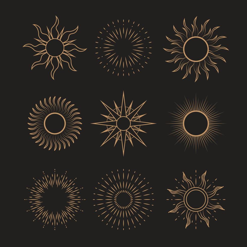 Celestial Magic Art Sun Burst Elements vector