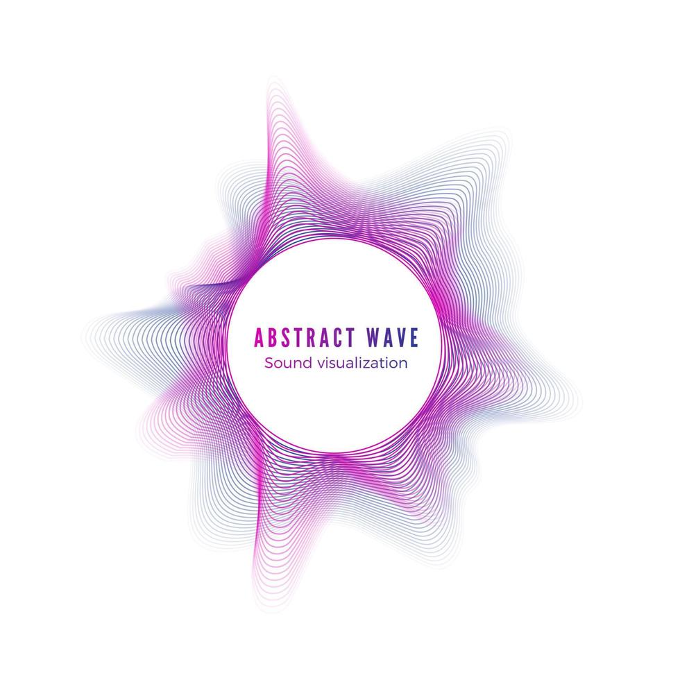 Abstract color radial sound wave. Digital music visualization. Red and blue waveforms template. Audio equalizer isolated on white background. Vector