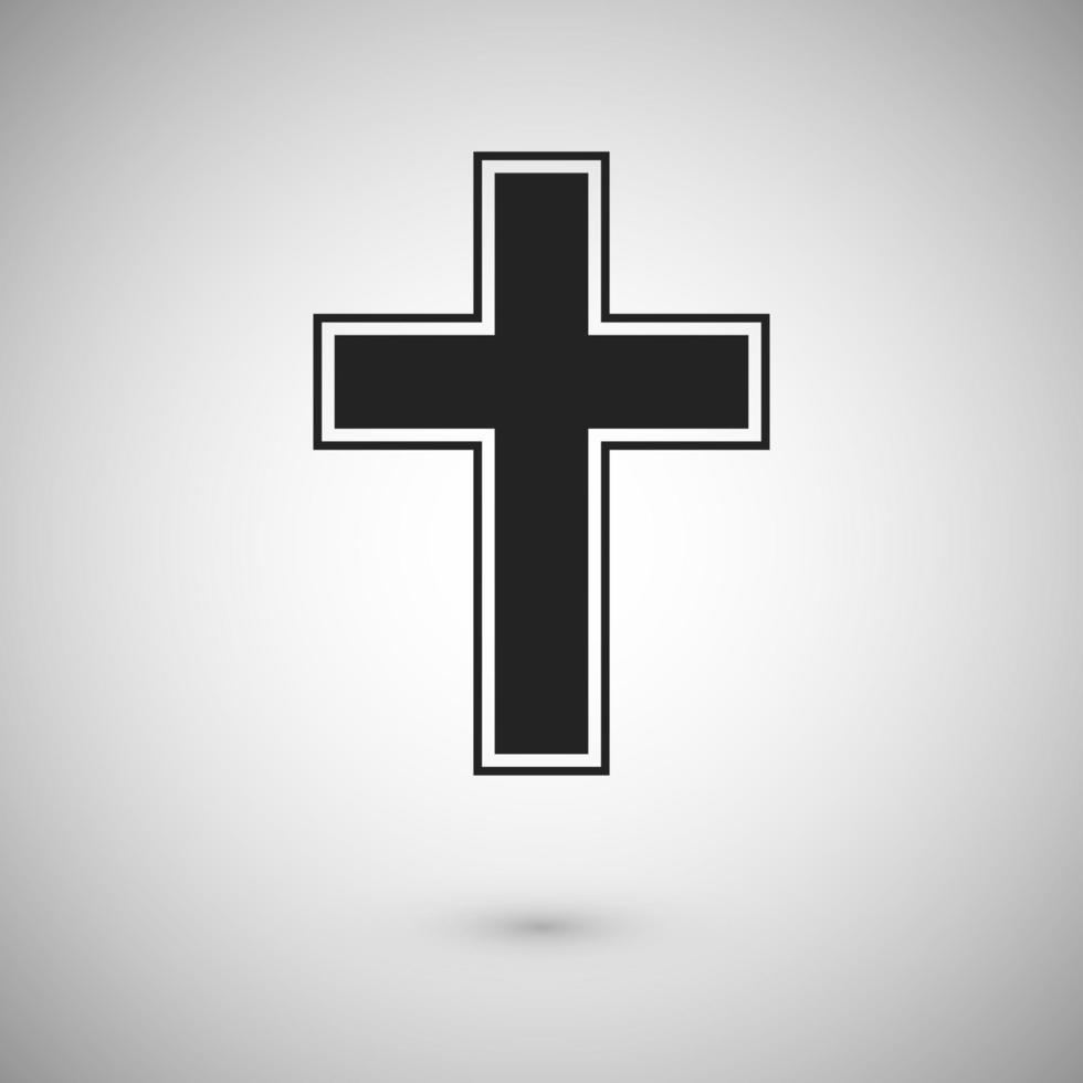 Black cross with stroke. Symbol and sign of christianity. Cross icon design. Vector illustration
