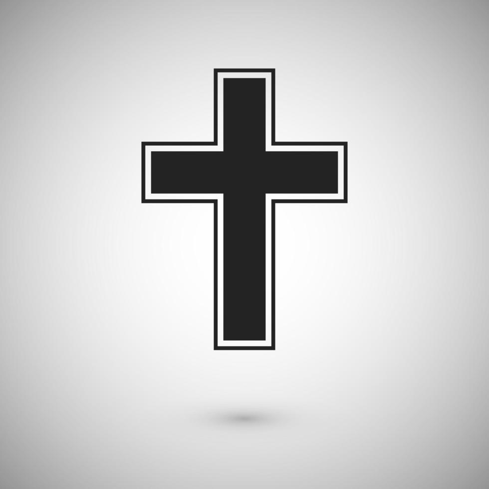 Black cross with stroke. Symbol and sign of christianity. Cross icon design. Vector illustration