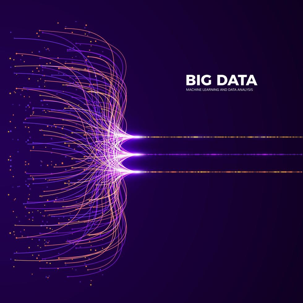 Big Data Concept and Innovation. Network and Data Analysis. Digital Technology Visualization. Dot and Connection Lines Data Flow and Processing Information. Vector