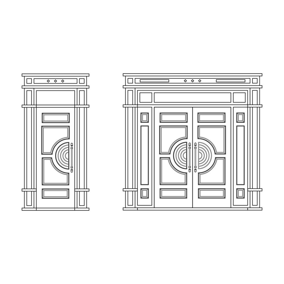 conjunto de puertas gráfico negro blanco aislado boceto ilustración vector