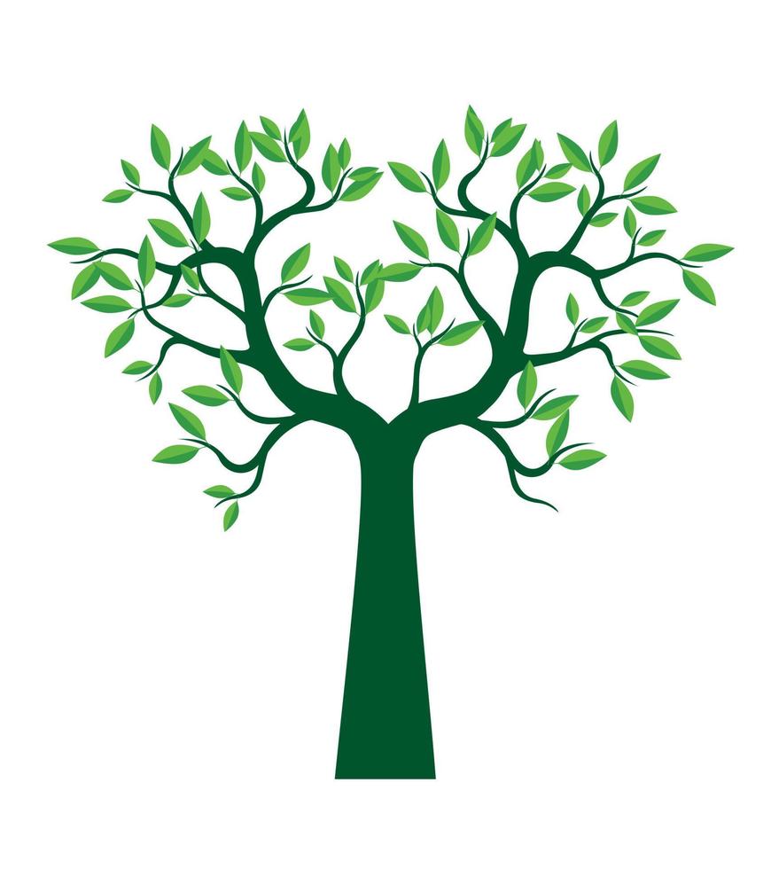 Shape of green Tree with Leaves. Vector outline Illustration.