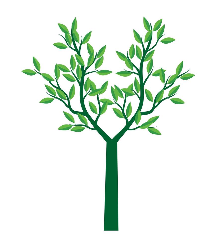 Shape of green Tree with Leaves. Vector outline Illustration.