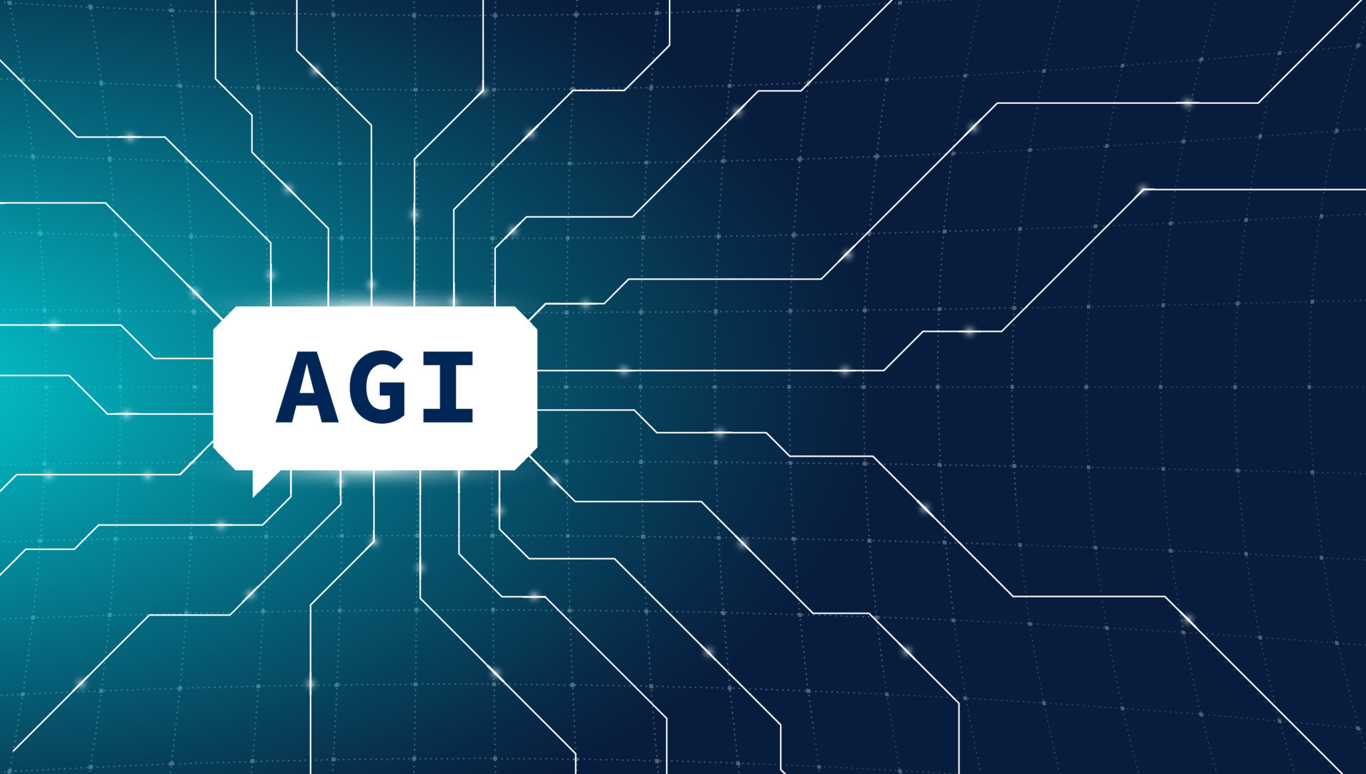Vector banner showcasing AGI neural network. Open AI chatbot leveraging