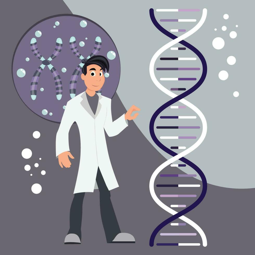 Genetics Research scientist vector illustration graphic