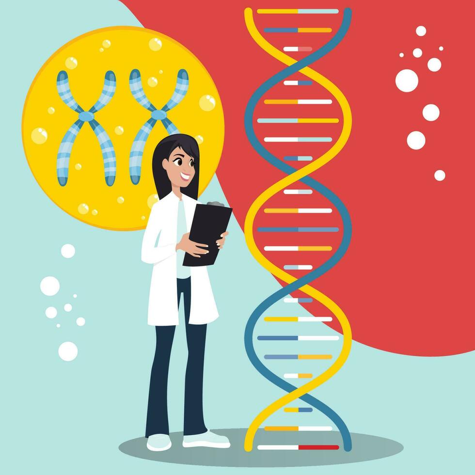 Genetics Research scientist vector illustration graphic