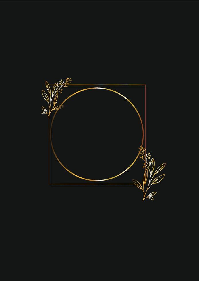 Golden frame with floral element.Golden frame on black background vector