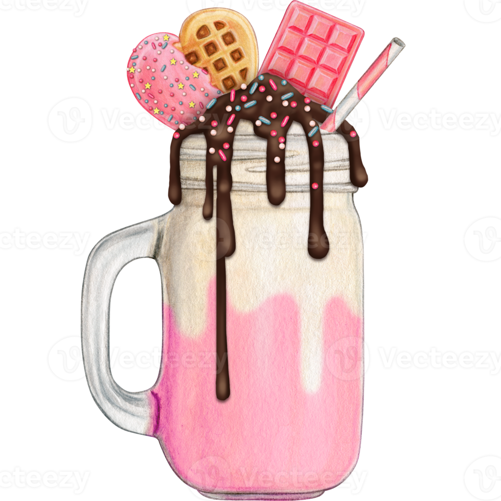 vattenfärg hand dragen milkshake png