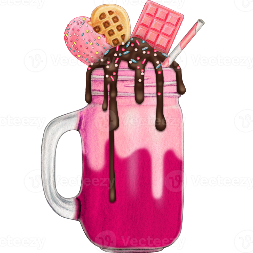 vattenfärg hand dragen milkshake png