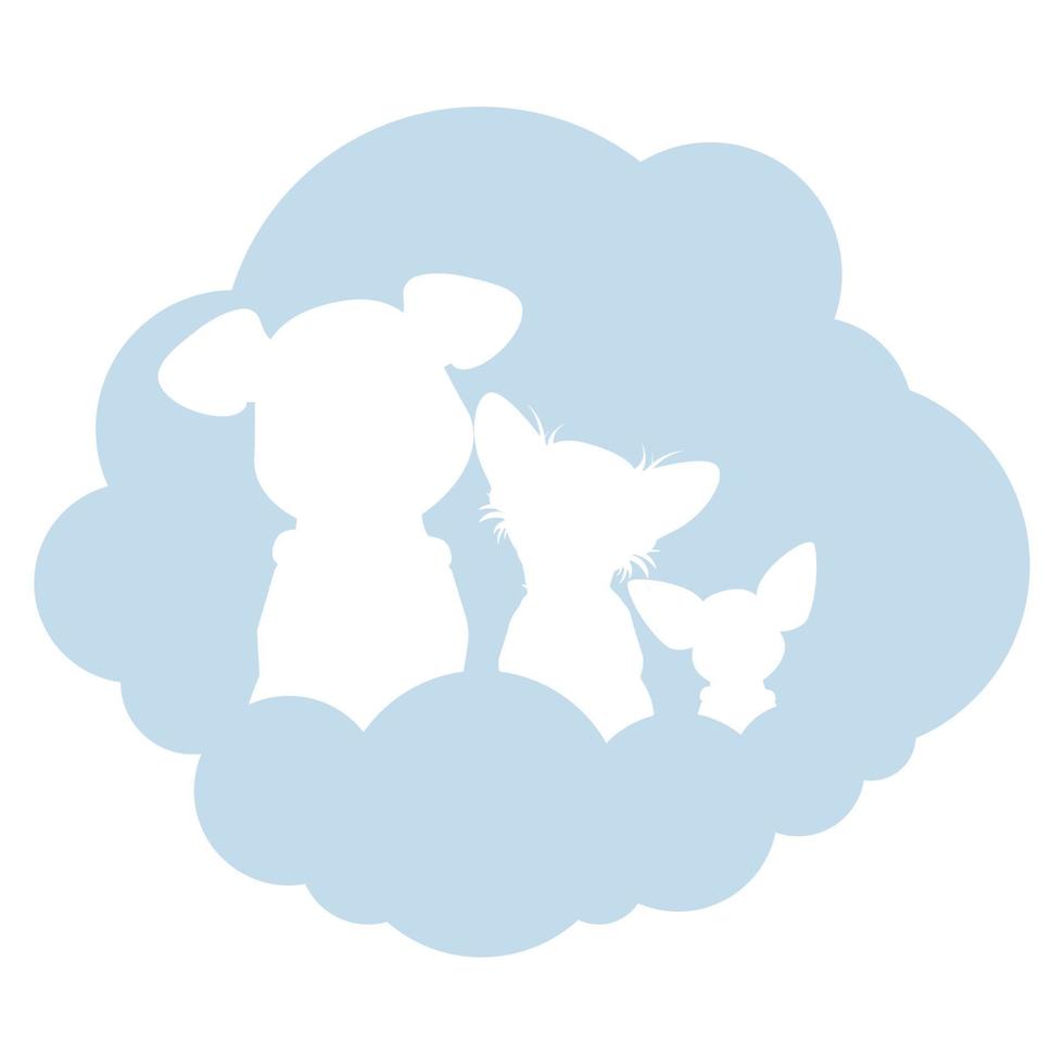 Cut out figures of dogs in a blue cloud as a logo vector