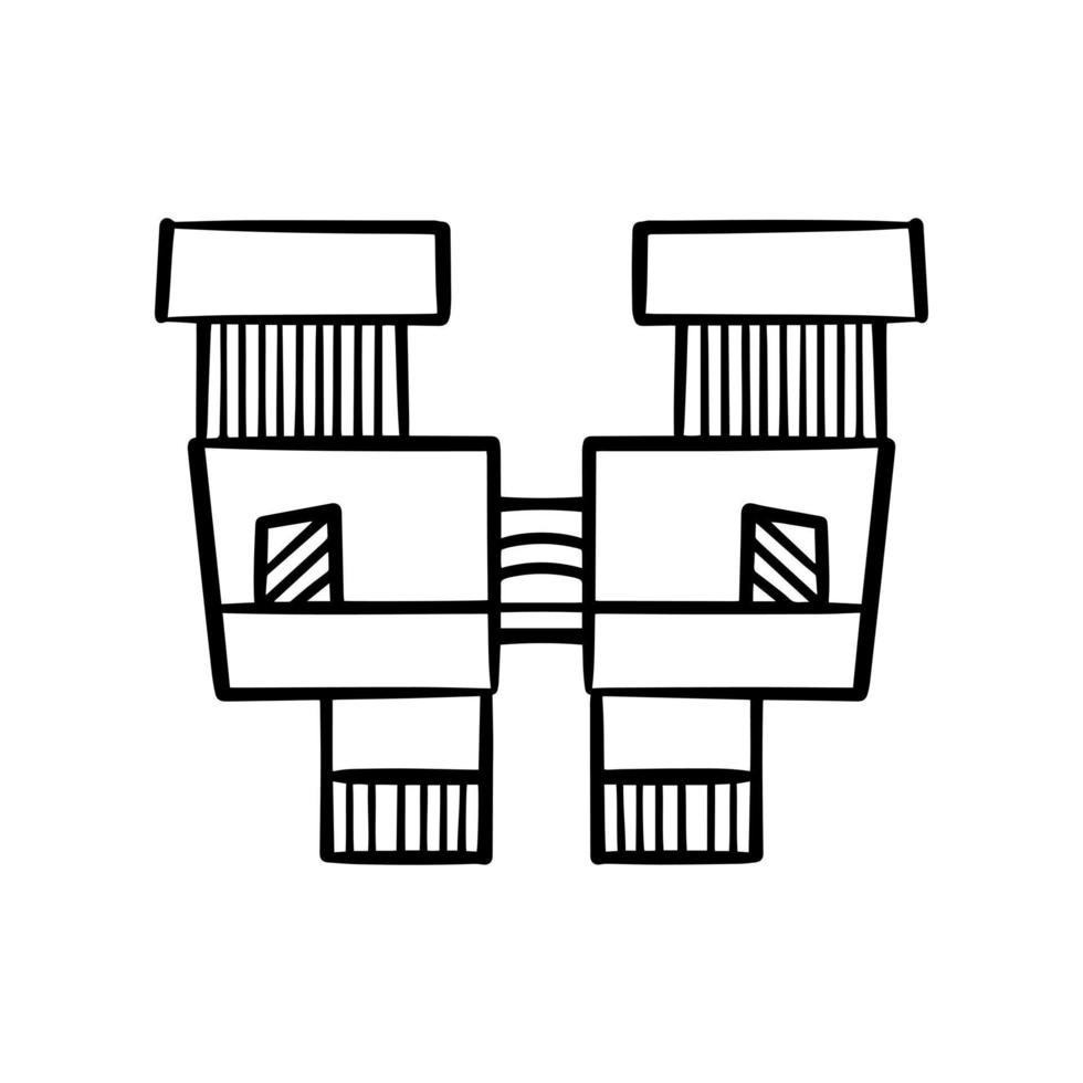 Hand drawn doodle binoculars over white background. vector