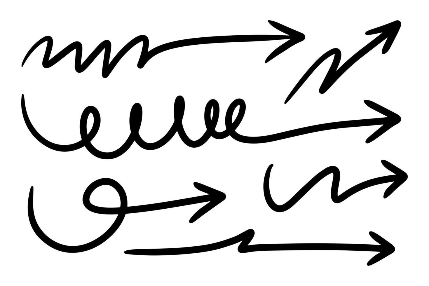 hand drawn arrow set. Doodle vector illustration. eps 10.