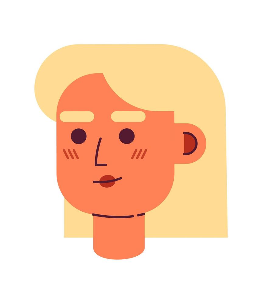 Confident smiling woman with thick eyebrows semi flat vector character head. Colorful avatar icon. Editable cartoon user portrait. Simple colour spot illustration for web graphic design and animation