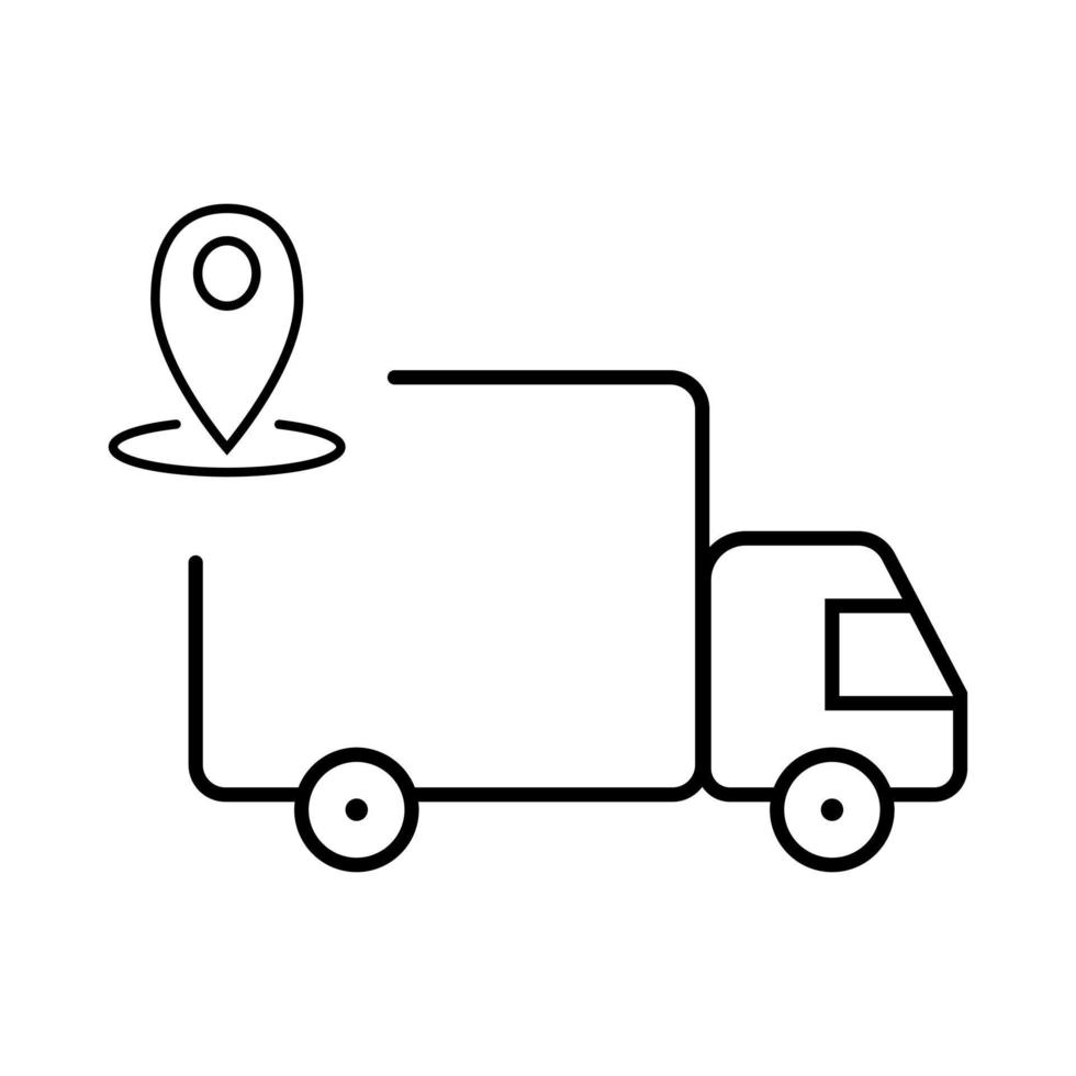 Delivery truck with geolocation, great design for any purposes. Commercial transportation. Navigation pointer. Web icon vector