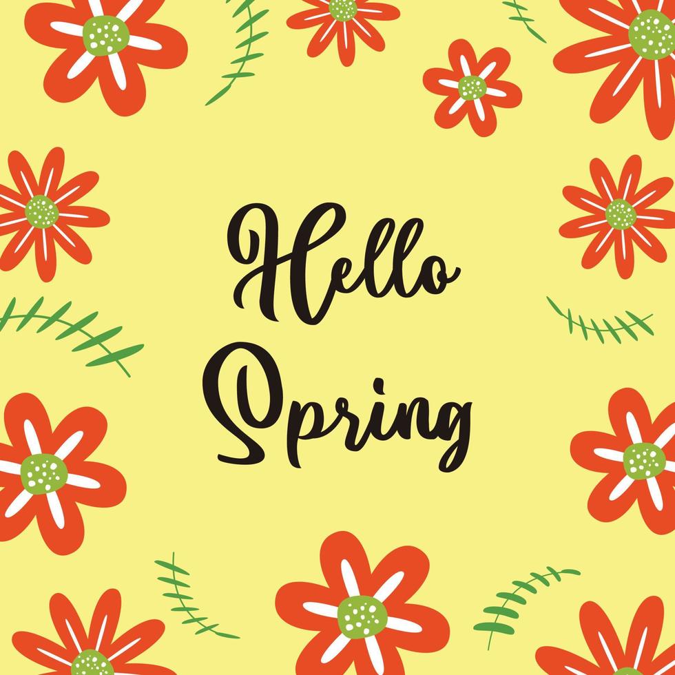 primavera antecedentes con floral decoración, texto editable. modelo para bandera, póster, social medios de comunicación, saludo tarjeta. vector