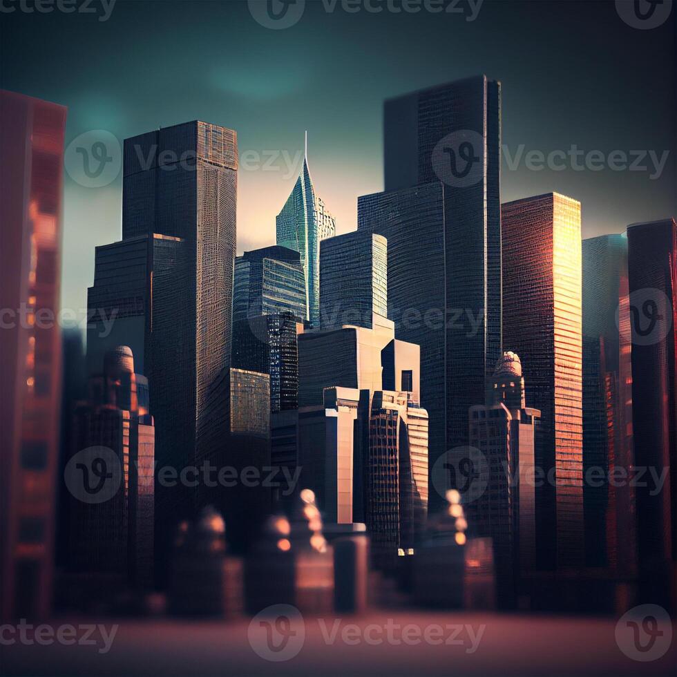Modern towers and skyscrapers in the financial district in the USA, economic and business industry - image photo