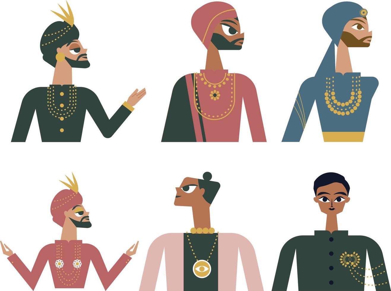 Set of indian people. Vector illustration in flat design style.