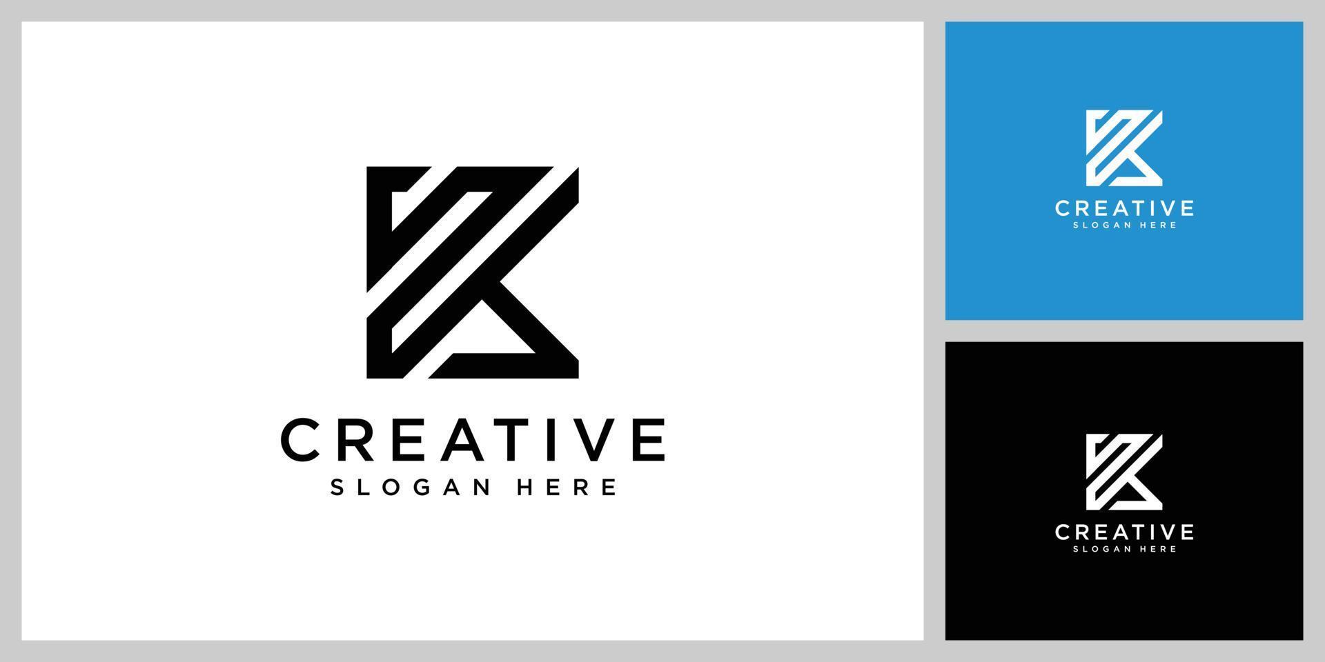 initial letter k logo vector design line style