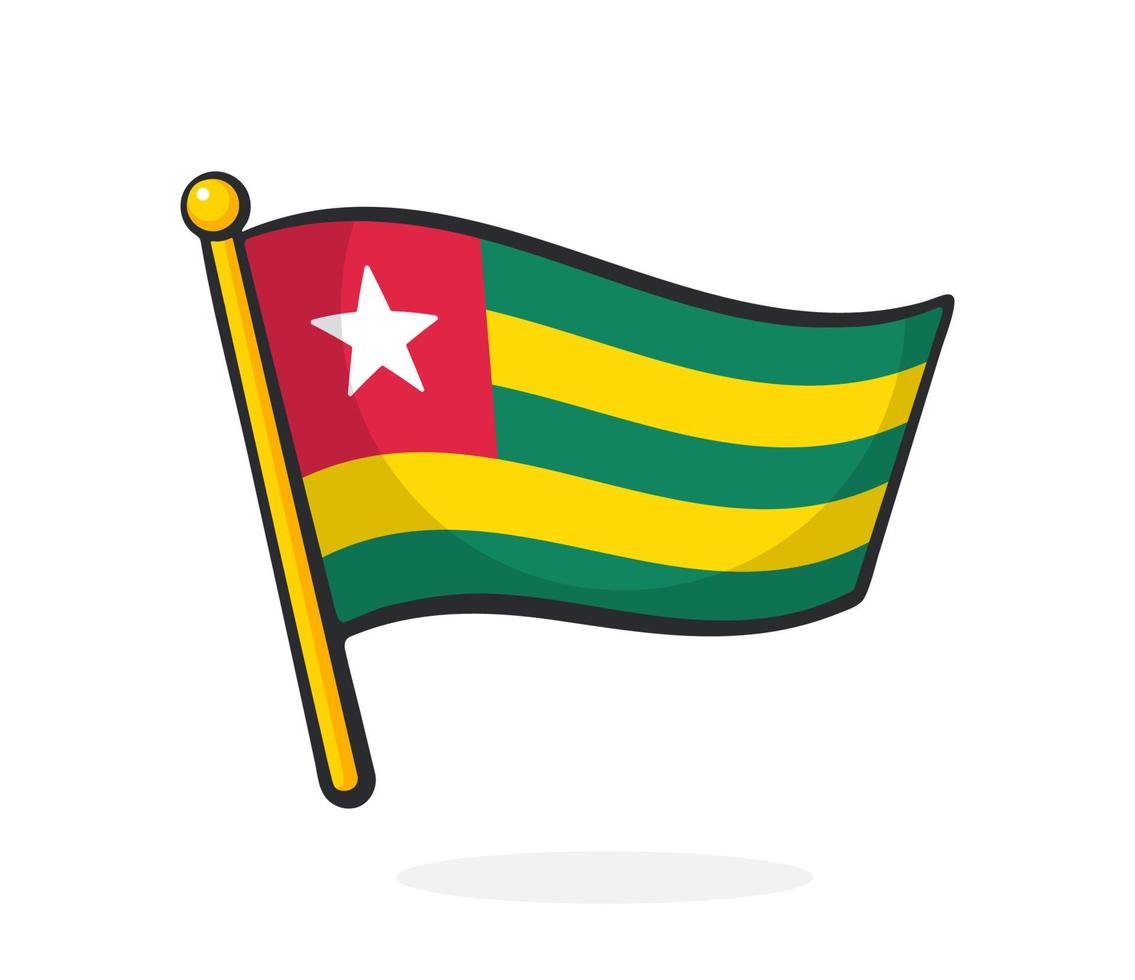 Cartoon illustration of flag of Togo vector