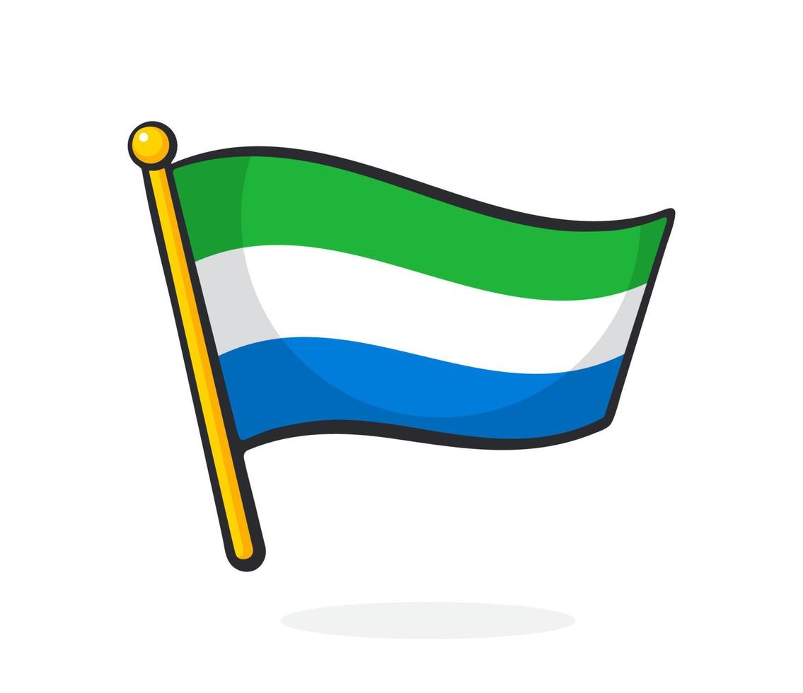 Cartoon illustration of flag of Sierra Leone vector