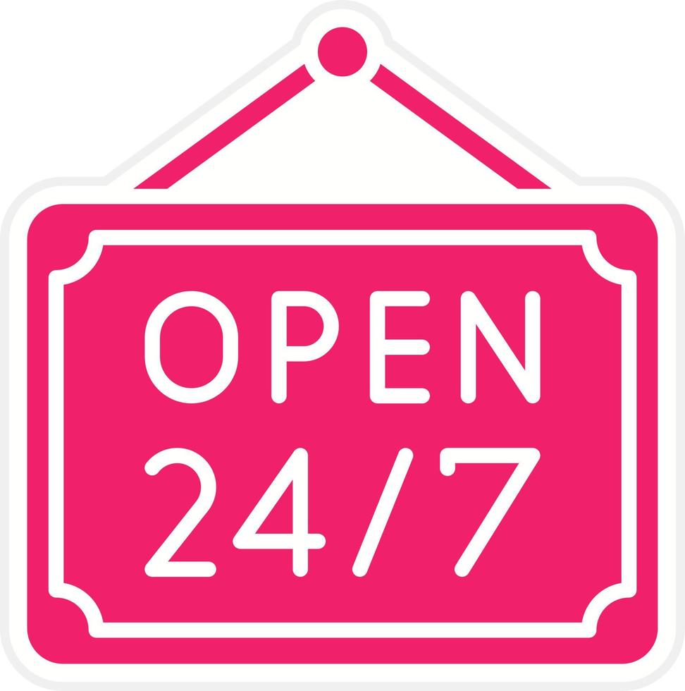 24 Hours Open Vector Icon Style