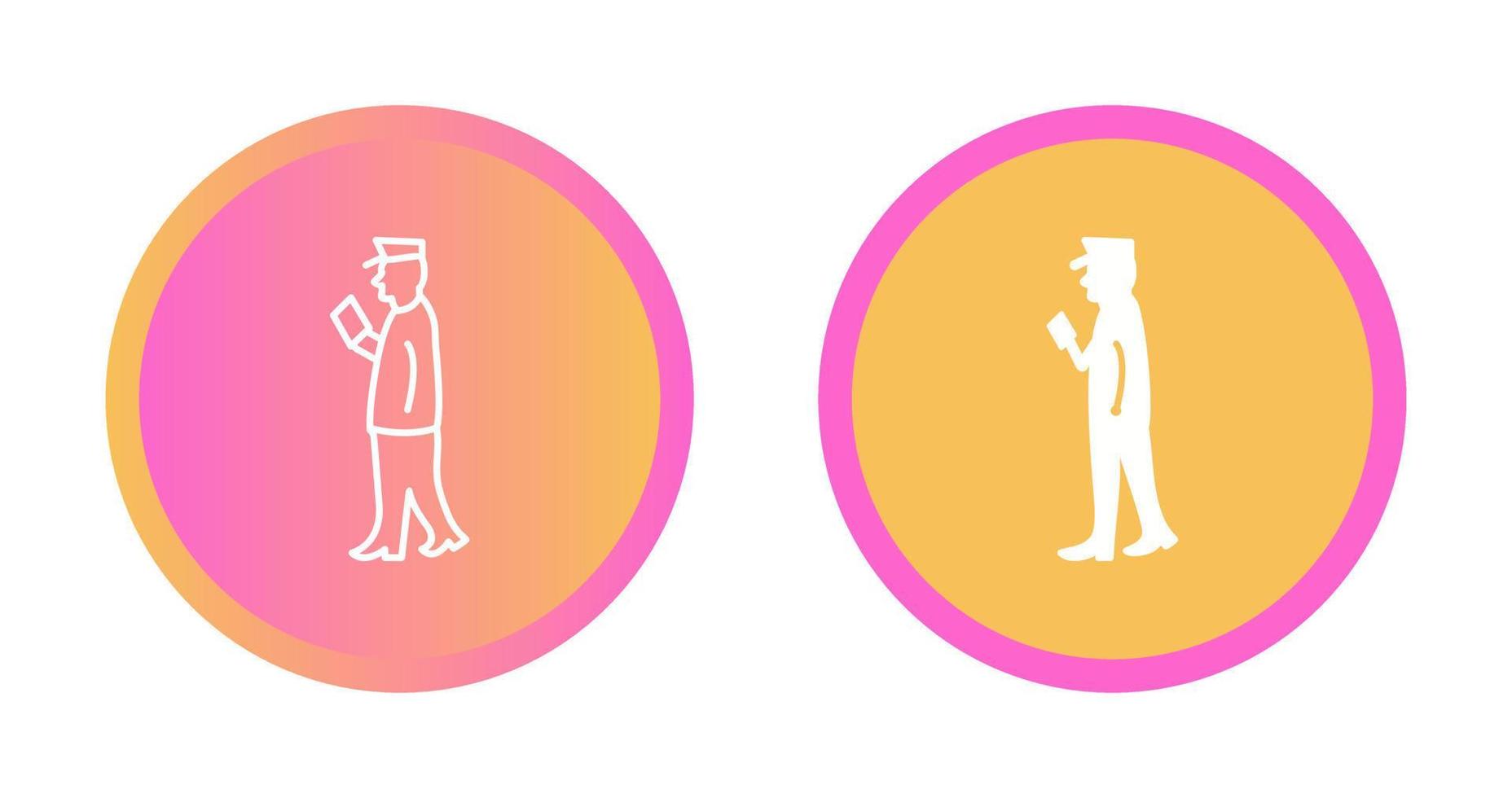 Guard Checking Passport Vector Icon