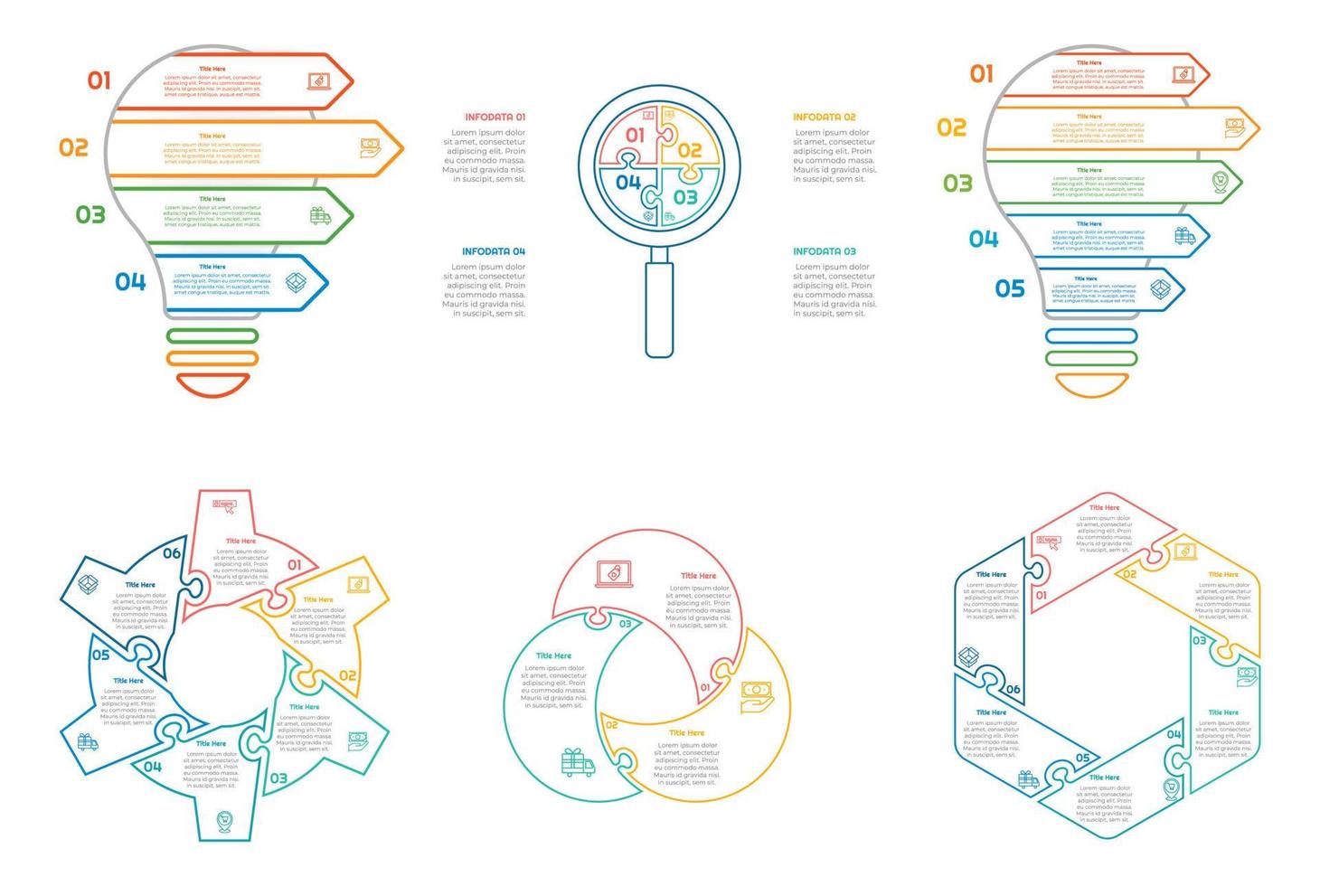 infografía haz conjunto con 4, 5, 6 6 pasos, opciones o procesos para flujo de trabajo disposición, diagrama, anual informe, presentación y web diseño. vector